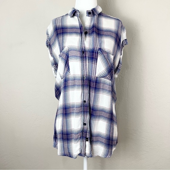 Rails White Plaid Flannel Sleeveless Button Down Shirt Women's Size Extra Small‎ - Picture 1 of 16